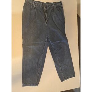 Savane Mens Pleated Denim Pants Medium Wash 100% Cotton Vintage Casual Slacks